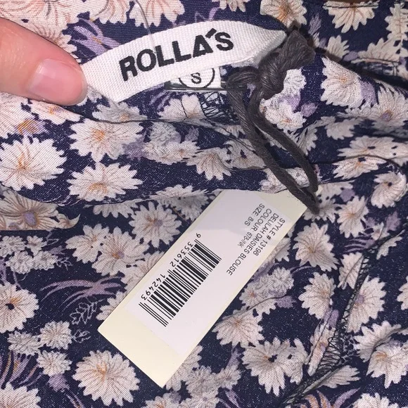 Rolla’s Delilah Daisies Blouse in Navy Blue Size Small - Picture 3 of 7